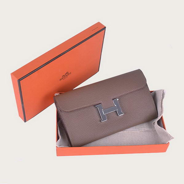 Cheap Fake Hermes Constance Long Wallets Khaki Calfskin Leather Silver - Click Image to Close